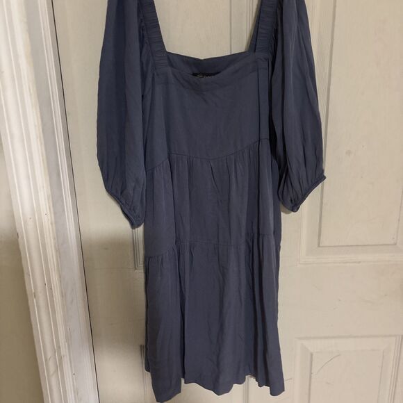 Shinestar Blue Dress Size Small Off Shoulder Boho Peasant NWT - Picture 2 of 5